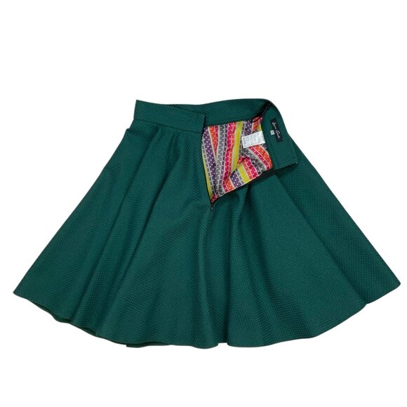 Laura Galic Skirt 40 US/10 Green A-Line Full Knee Length Heritage Fall Fashion - Picture 4 of 11